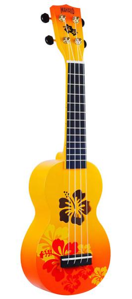 Ukulele "Hibiscus" inkl. Tasche, orange burst